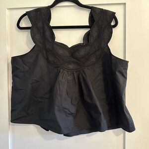 JCrew Black Swingy Lace Top